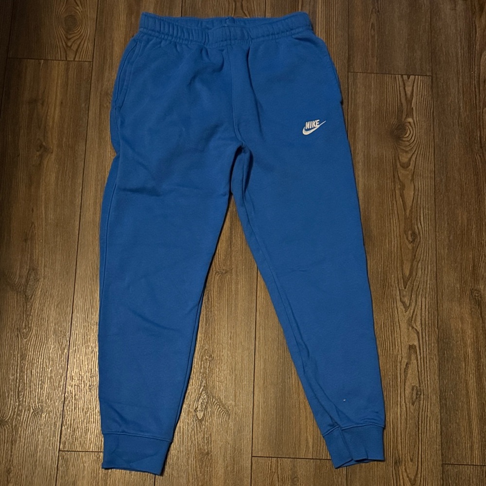 Nike Blue  Fleece Joggers with White Logo
